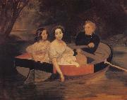 Karl Briullov Portrait of the Artist with Baroness Yekaterina Meller-akomelskaya and her Daughter in a Boat oil painting picture wholesale